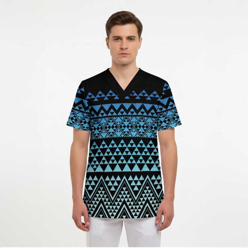 Maori Niho Taniwha Te Wheiao Scrub Top Moana Blue - Aussie Hoodie