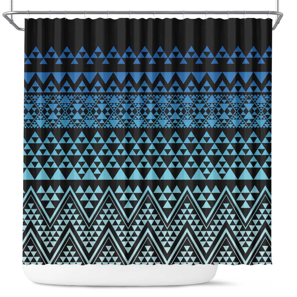 Maori Niho Taniwha Te Wheiao Shower Curtain Moana Blue - Aussie Hoodie