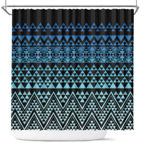 Maori Niho Taniwha Te Wheiao Shower Curtain Moana Blue - Aussie Hoodie