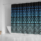 Maori Niho Taniwha Te Wheiao Shower Curtain Moana Blue - Aussie Hoodie