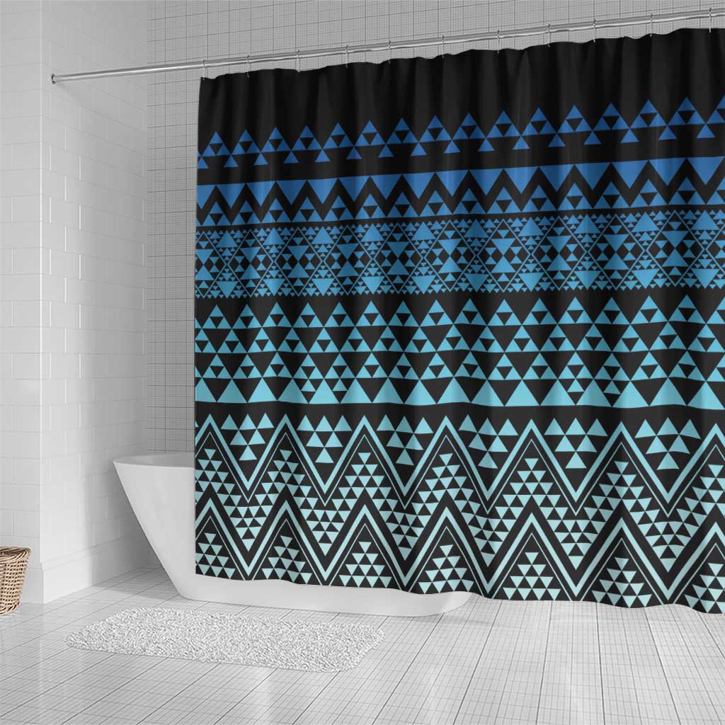 Maori Niho Taniwha Te Wheiao Shower Curtain Moana Blue - Aussie Hoodie