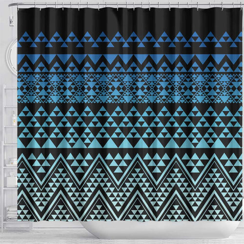 Maori Niho Taniwha Te Wheiao Shower Curtain Moana Blue - Aussie Hoodie