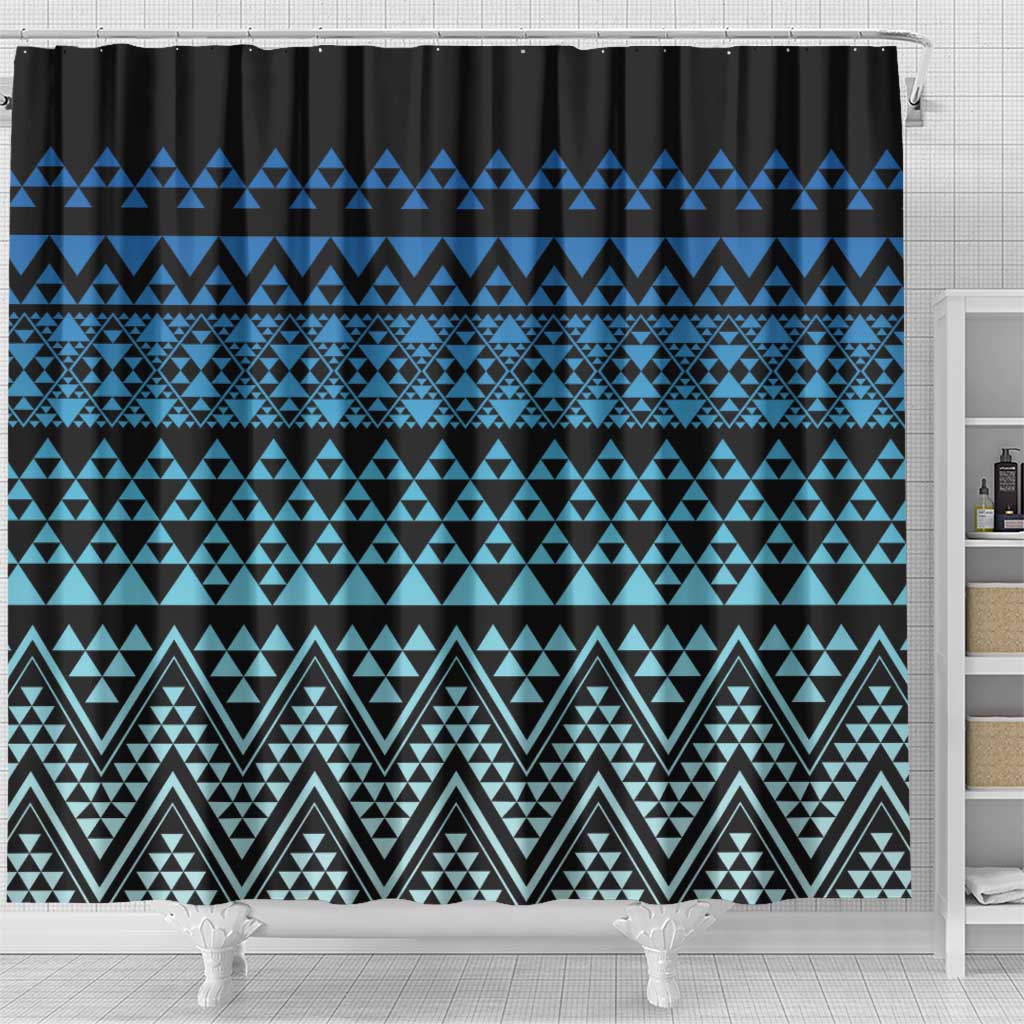 Maori Niho Taniwha Te Wheiao Shower Curtain Moana Blue - Aussie Hoodie