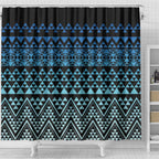 Maori Niho Taniwha Te Wheiao Shower Curtain Moana Blue - Aussie Hoodie