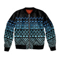 Maori Niho Taniwha Te Wheiao Sleeve Zip Bomber Jacket Moana Blue - Aussie Hoodie