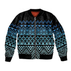 Maori Niho Taniwha Te Wheiao Sleeve Zip Bomber Jacket Moana Blue - Aussie Hoodie