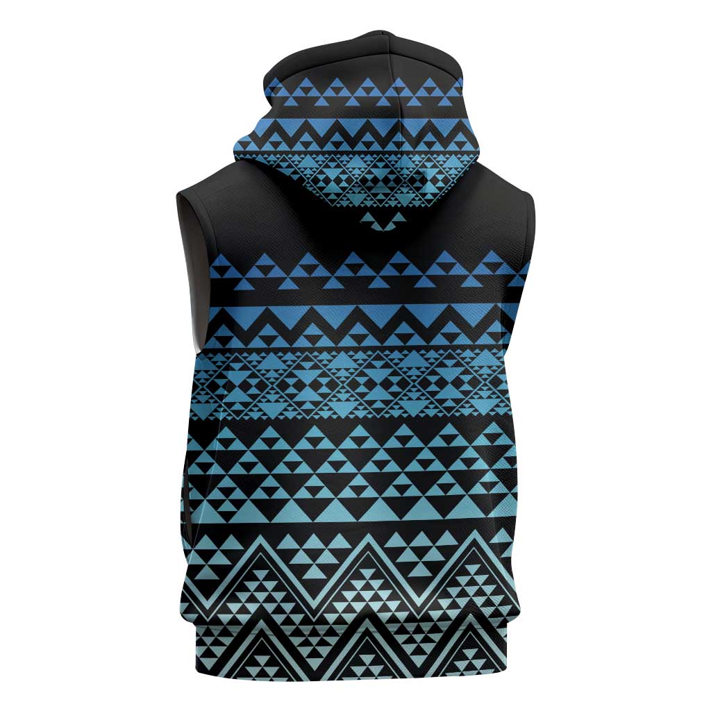 Maori Niho Taniwha Te Wheiao Sleeveless Hoodie Moana Blue - Aussie Hoodie