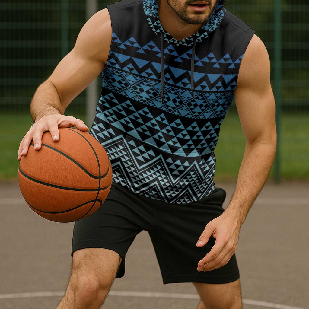Maori Niho Taniwha Te Wheiao Sleeveless Hoodie Moana Blue - Aussie Hoodie