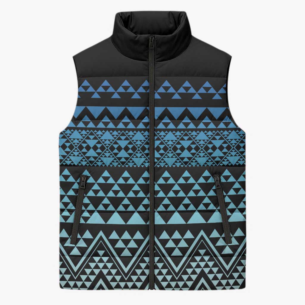 Maori Niho Taniwha Te Wheiao Sleeveless Puffer Jacket Moana Blue - Aussie Hoodie
