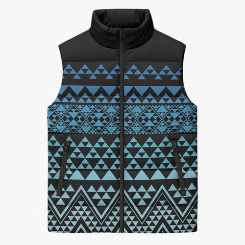 Maori Niho Taniwha Te Wheiao Sleeveless Puffer Jacket Moana Blue - Aussie Hoodie