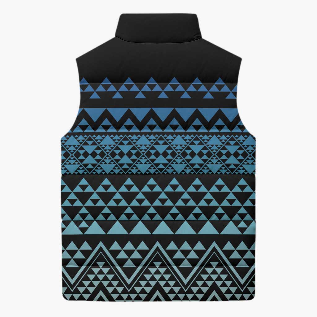 Maori Niho Taniwha Te Wheiao Sleeveless Puffer Jacket Moana Blue - Aussie Hoodie