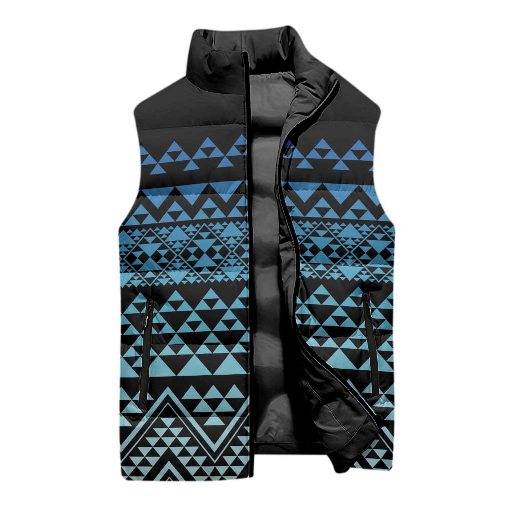 Maori Niho Taniwha Te Wheiao Sleeveless Puffer Jacket Moana Blue - Aussie Hoodie