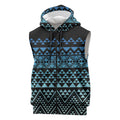 Maori Niho Taniwha Te Wheiao Sleeveless Zip Hoodie Moana Blue LT7