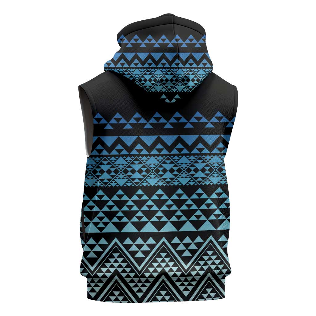 Maori Niho Taniwha Te Wheiao Sleeveless Zip Hoodie Moana Blue LT7