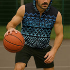 Maori Niho Taniwha Te Wheiao Sleeveless Zip Hoodie Moana Blue LT7