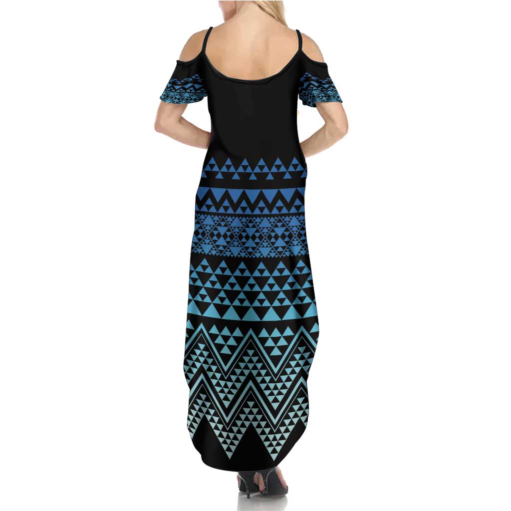 Maori Niho Taniwha Te Wheiao Summer Maxi Dress Moana Blue - Aussie Hoodie