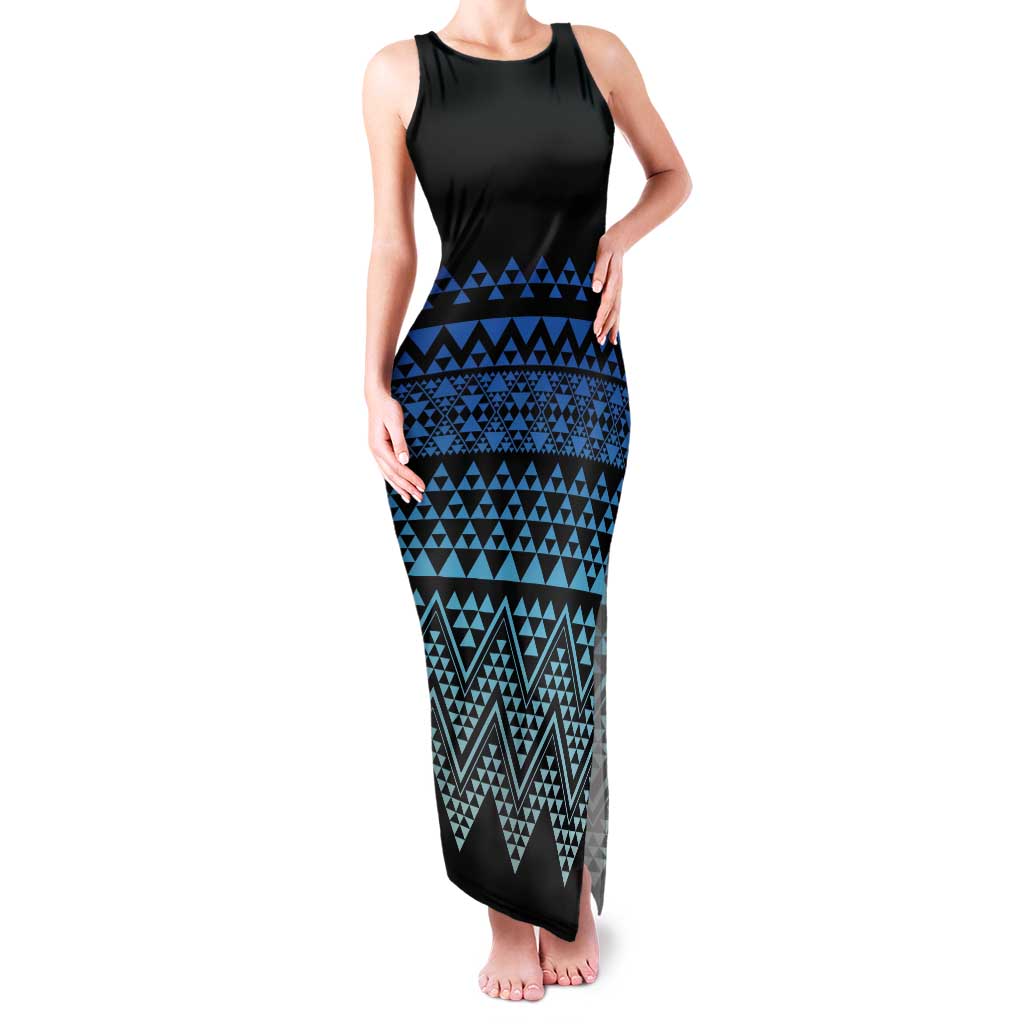 Maori Niho Taniwha Te Wheiao Tank Maxi Dress Moana Blue - Aussie Hoodie
