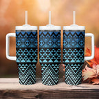 Maori Niho Taniwha Te Wheiao Tumbler With Handle Moana Blue - Aussie Hoodie