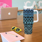 Maori Niho Taniwha Te Wheiao Tumbler With Handle Moana Blue - Aussie Hoodie