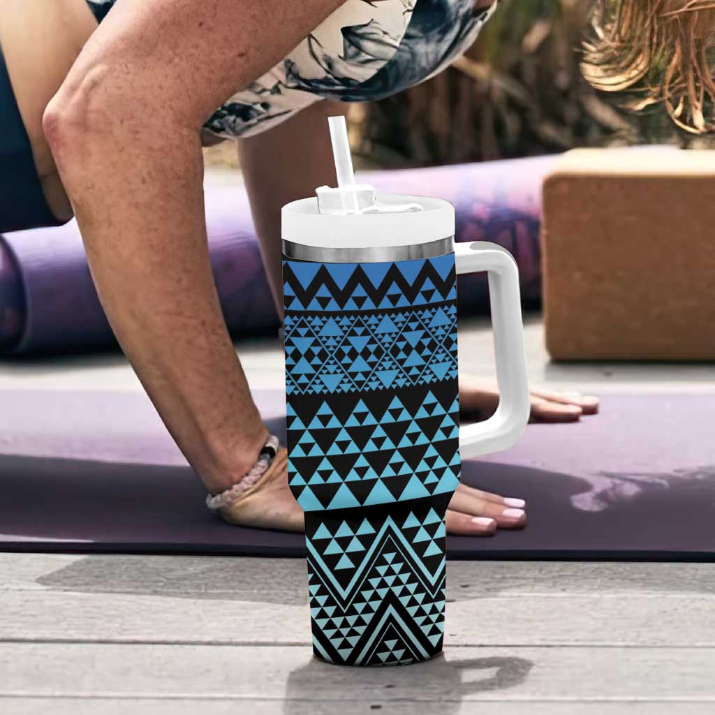 Maori Niho Taniwha Te Wheiao Tumbler With Handle Moana Blue - Aussie Hoodie