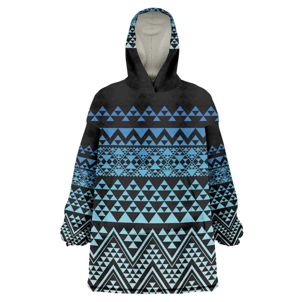 Maori Niho Taniwha Te Wheiao Wearable Blanket Hoodie Moana Blue - Aussie Hoodie