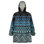 Maori Niho Taniwha Te Wheiao Wearable Blanket Hoodie Moana Blue - Aussie Hoodie