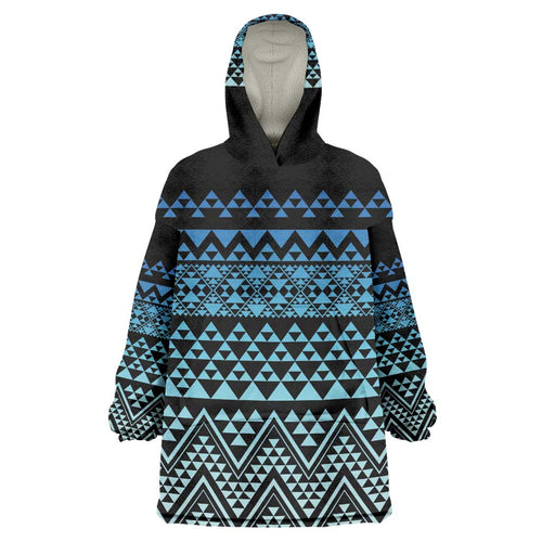 Maori Niho Taniwha Te Wheiao Wearable Blanket Hoodie Moana Blue - Aussie Hoodie