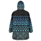 Maori Niho Taniwha Te Wheiao Wearable Blanket Hoodie Moana Blue - Aussie Hoodie