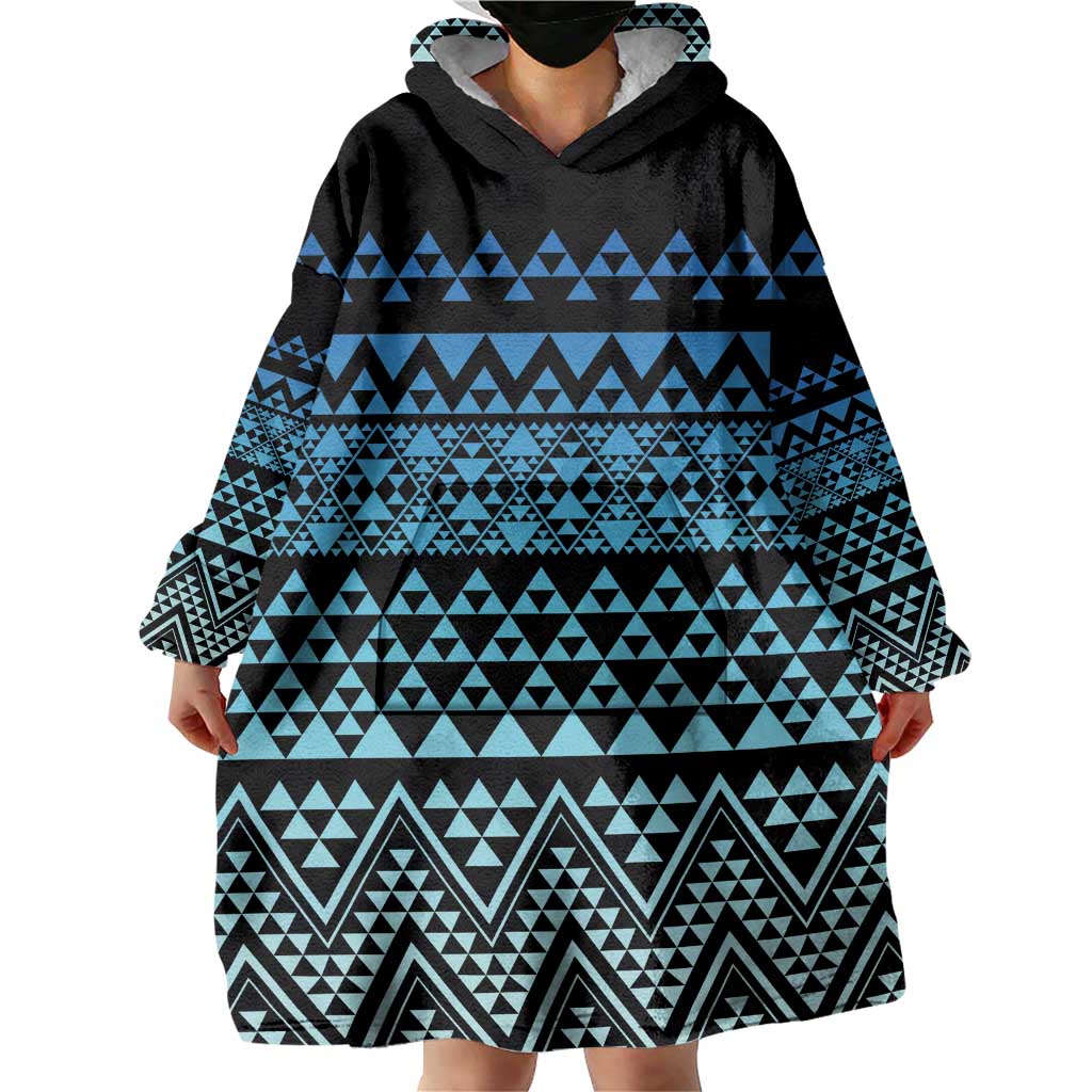 Maori Niho Taniwha Te Wheiao Wearable Blanket Hoodie Moana Blue - Aussie Hoodie