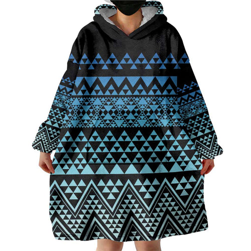Maori Niho Taniwha Te Wheiao Wearable Blanket Hoodie Moana Blue - Aussie Hoodie