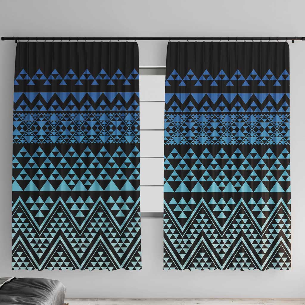 Maori Niho Taniwha Te Wheiao Window Curtain Moana Blue - Aussie Hoodie