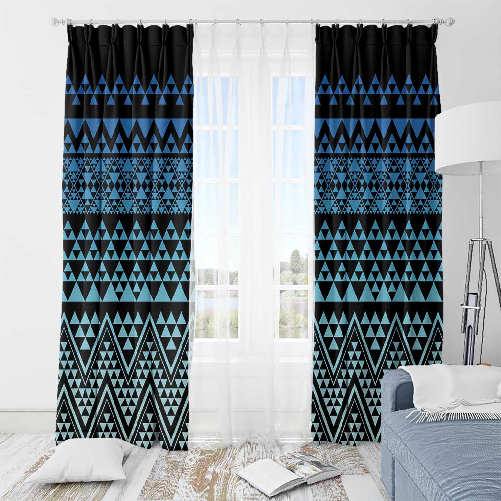 Maori Niho Taniwha Te Wheiao Window Curtain Moana Blue - Aussie Hoodie