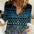 Maori Niho Taniwha Te Wheiao Women Casual Shirt Moana Blue - Aussie Hoodie