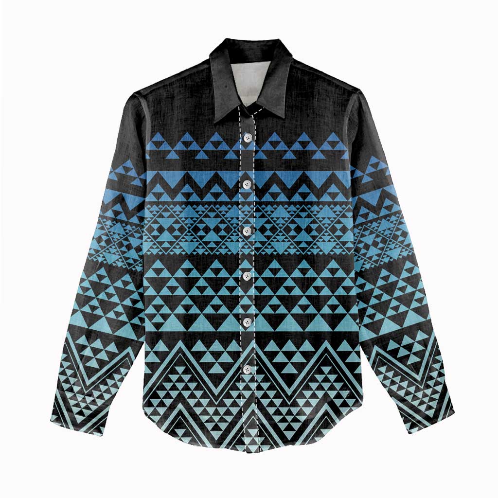 Maori Niho Taniwha Te Wheiao Women Casual Shirt Moana Blue - Aussie Hoodie
