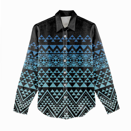 Maori Niho Taniwha Te Wheiao Women Casual Shirt Moana Blue - Aussie Hoodie