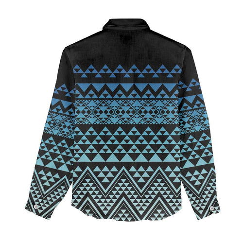 Maori Niho Taniwha Te Wheiao Women Casual Shirt Moana Blue - Aussie Hoodie
