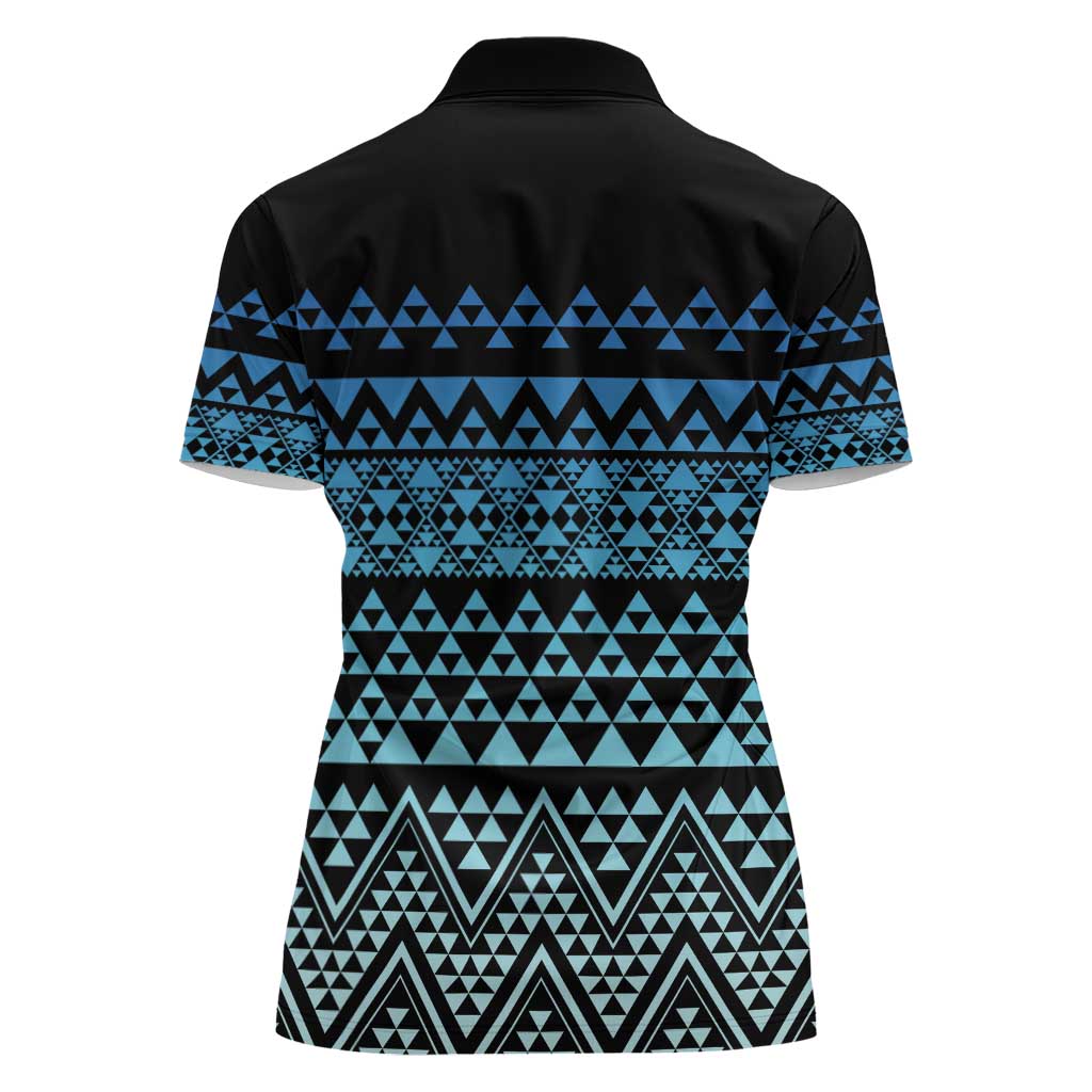 Maori Niho Taniwha Te Wheiao Women Polo Shirt Moana Blue - Aussie Hoodie