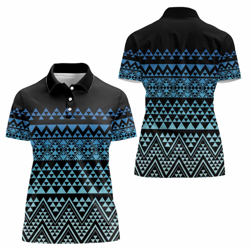 Maori Niho Taniwha Te Wheiao Women Polo Shirt Moana Blue - Aussie Hoodie