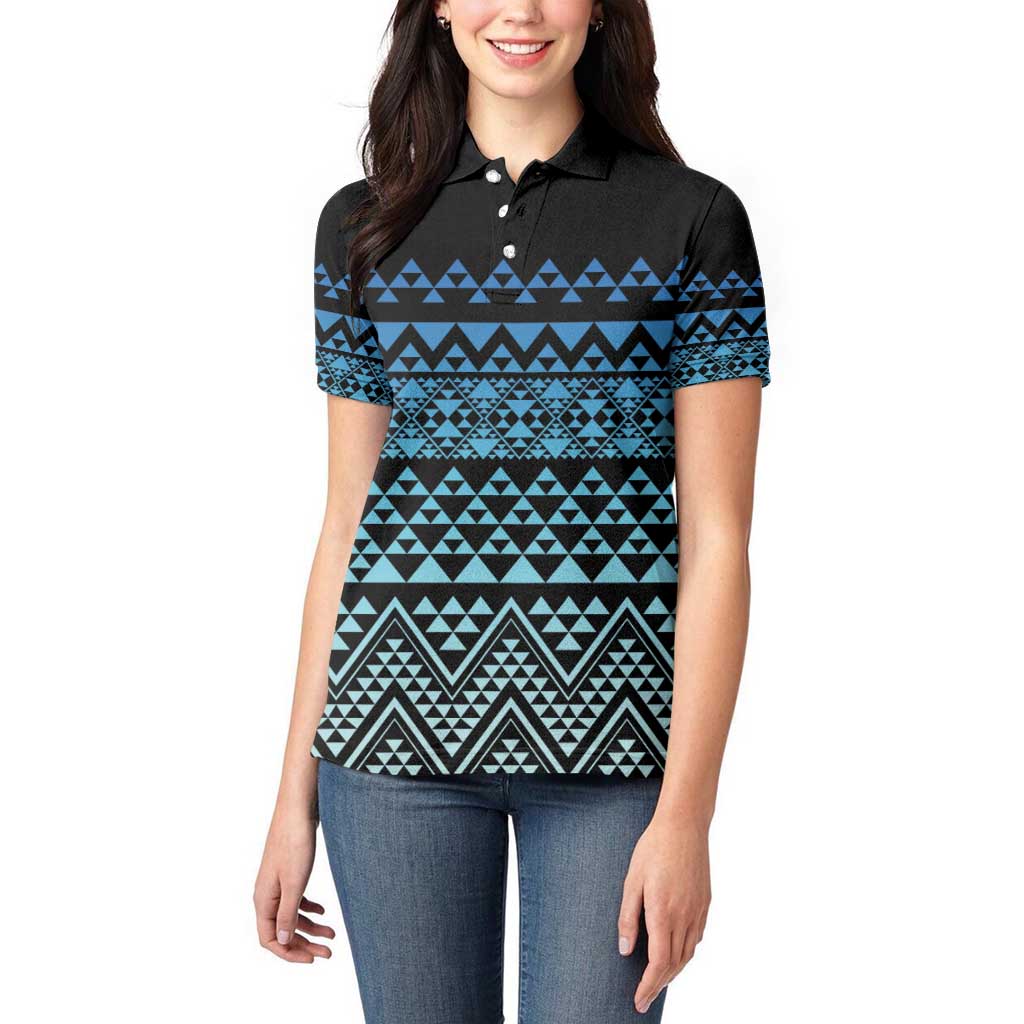 Maori Niho Taniwha Te Wheiao Women Polo Shirt Moana Blue - Aussie Hoodie