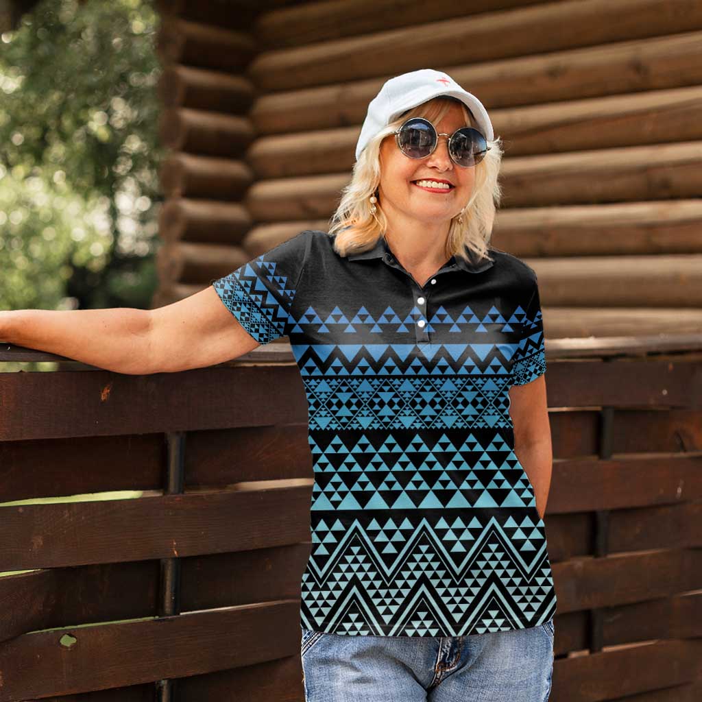 Maori Niho Taniwha Te Wheiao Women Polo Shirt Moana Blue - Aussie Hoodie