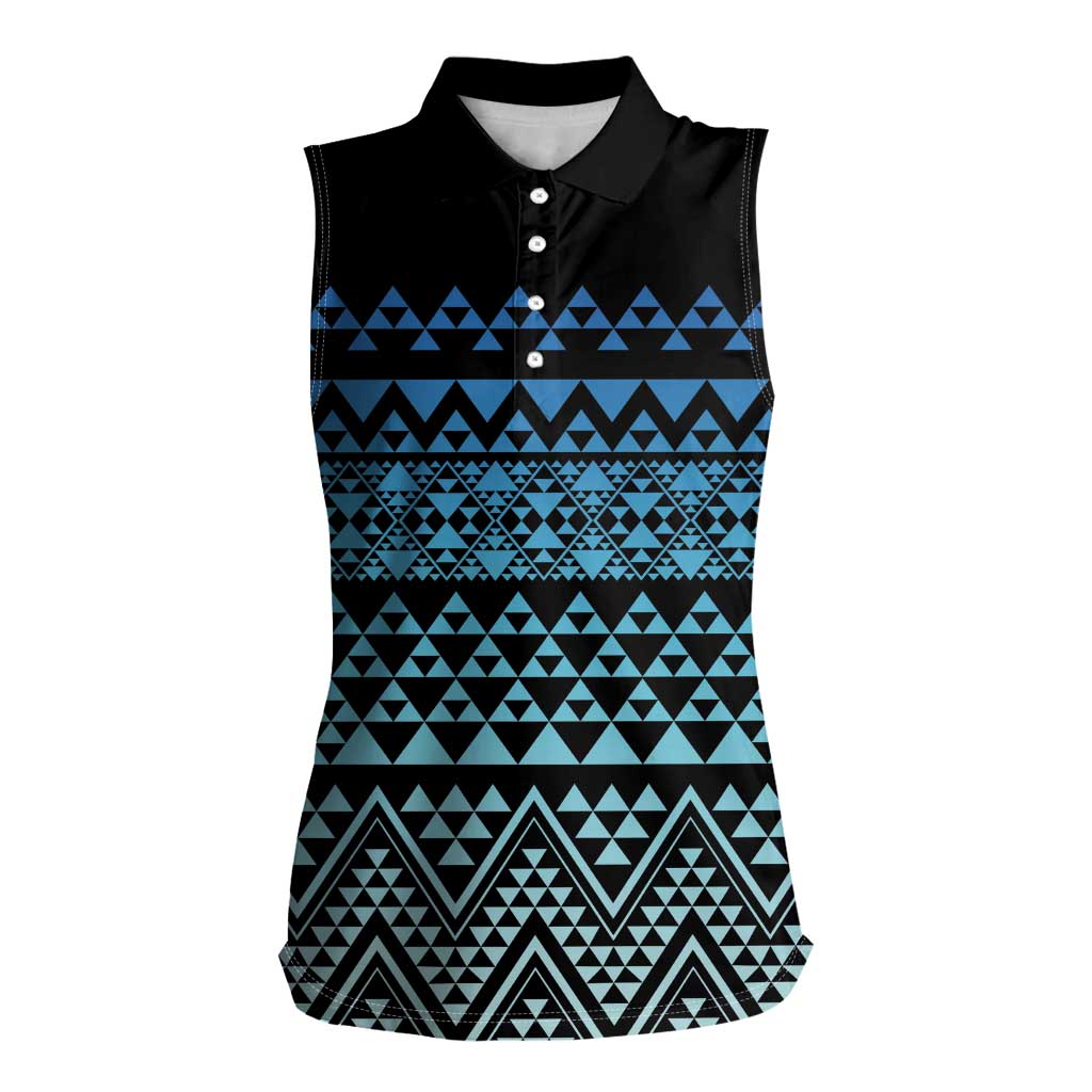Maori Niho Taniwha Te Wheiao Women Sleeveless Polo Shirt Moana Blue - Aussie Hoodie