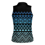 Maori Niho Taniwha Te Wheiao Women Sleeveless Polo Shirt Moana Blue - Aussie Hoodie