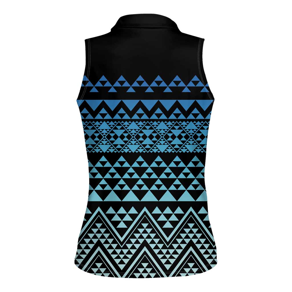 Maori Niho Taniwha Te Wheiao Women Sleeveless Polo Shirt Moana Blue - Aussie Hoodie