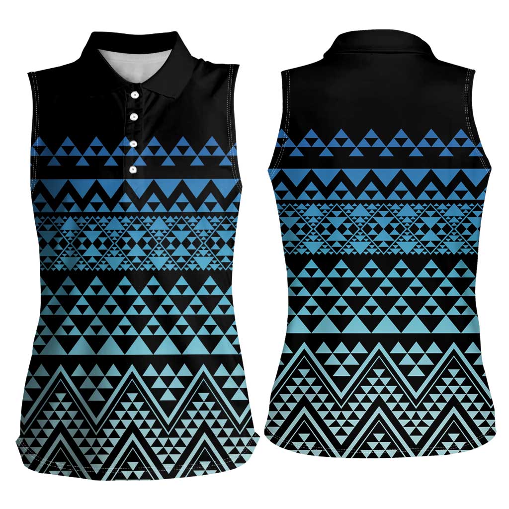 Maori Niho Taniwha Te Wheiao Women Sleeveless Polo Shirt Moana Blue - Aussie Hoodie