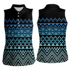 Maori Niho Taniwha Te Wheiao Women Sleeveless Polo Shirt Moana Blue - Aussie Hoodie