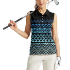 Maori Niho Taniwha Te Wheiao Women Sleeveless Polo Shirt Moana Blue - Aussie Hoodie