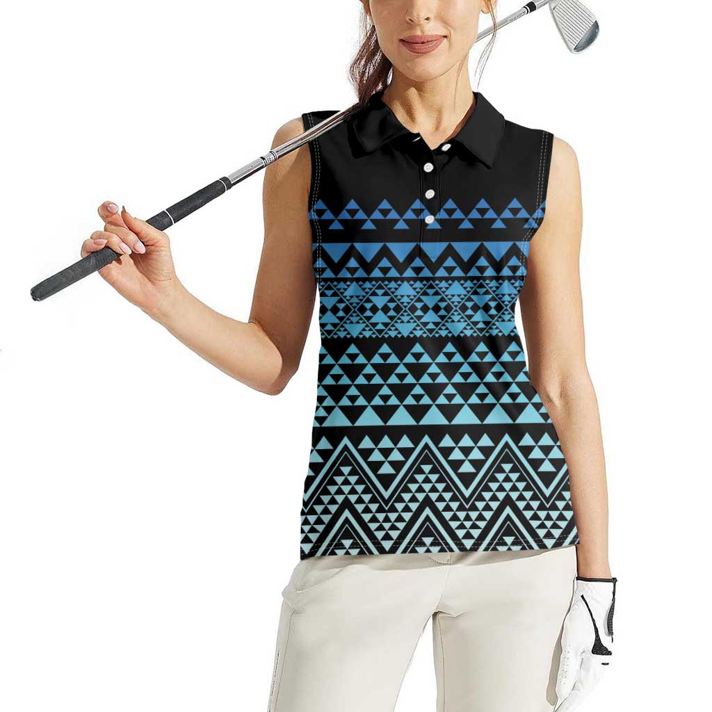 Maori Niho Taniwha Te Wheiao Women Sleeveless Polo Shirt Moana Blue - Aussie Hoodie
