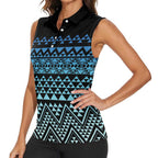 Maori Niho Taniwha Te Wheiao Women Sleeveless Polo Shirt Moana Blue - Aussie Hoodie