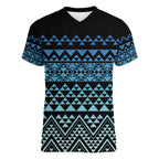 Maori Niho Taniwha Te Wheiao Women V-Neck T-Shirt Moana Blue - Aussie Hoodie