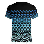 Maori Niho Taniwha Te Wheiao Women V-Neck T-Shirt Moana Blue - Aussie Hoodie